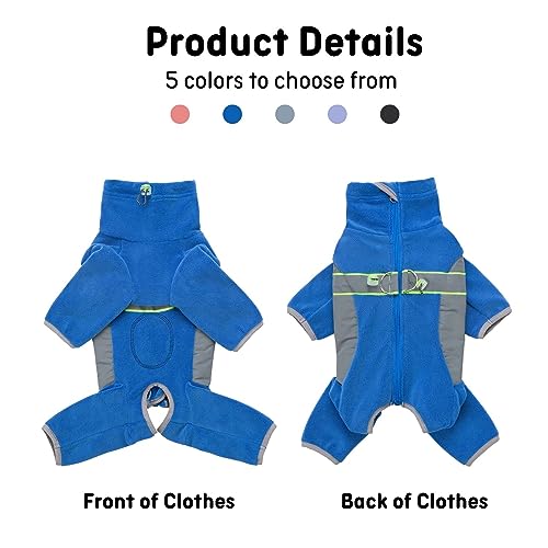 BT Bear Fleece Coat for Dogs,4-Legs Full Body Jacket with D Ring,Adjustable Jumpsuit Zipper Closure,Warm Winter Clothes Cold Weather Coats for Small Medium Dogs(XL,Blue) - Image 3