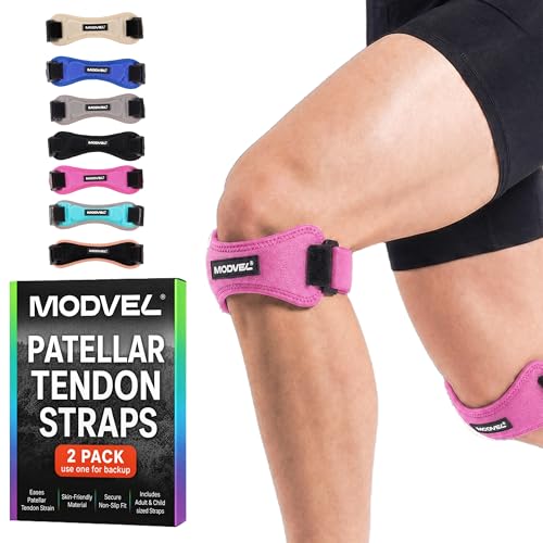 Image of Modvel Knee Strap Patella Tendon Support Brace Band, One Size, 2-Pack | Adjustable patellar tendon support strap reduces pressure on the patella; works as a knee strap, patella band and brace