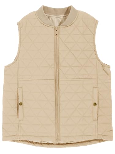Haloumoning Boys Zip Up Puffer Vest Kids Lightweight Quilted Gilet Sleeveless Jackets Outerwear with Pockets 4-14 Years