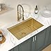 Lordear 28 Undermount Kitchen Sink Gold Stainless Steel 16 Gauge Under Counter Workstation Sink Single Bowl 304 Stainless Steel One Basin Handmade Sinks