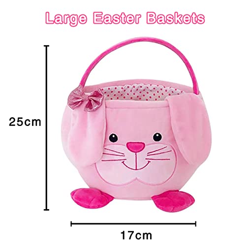 Image of Easter Eggs Basket - 3D Cute Plush Empty Bucket with Foldable Ears - Perfect for Girls & Boys Easter Egg Hunts - easter baskets for kids (2024 blue)