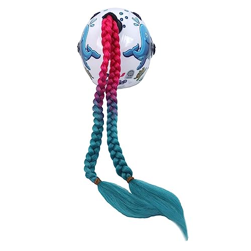 Helmet Ponytail Dual Pigtails Twist Braids Hair with Sucker Bow for Motorcycle Bike Motorbike Motocross Off Road Bicycle Cycling Bikers Riders Skateboarding Scooter Costume Cosplay (Pink Cyan) - Image 3
