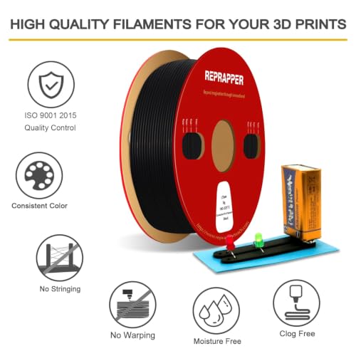 Image of Reprapper Conductive PLA Filament 1.75mm (± 0.03mm) 2.2lb (1kg) for 3D Printer Black