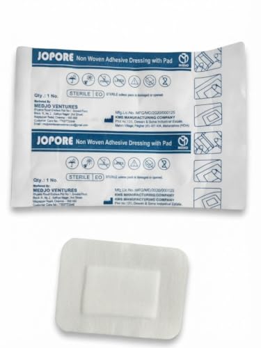 Image of JOPORE NON WOVEN ADHESIVE DRESSING WITH PAD SIZE : 5 X 7.2CM ( PACK OF 15)