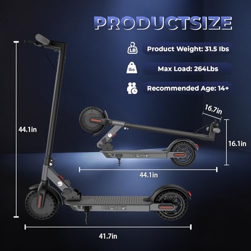 Image of Electric Scooter - Electric Scooter Adults, 1000W /500W Motor, 25 /21 /18 MPH, 10'' /8.5'' Tires, 28 /23 /21 Miles, APP Control, Dual Brake, Long Range Electric Scooter for Gift