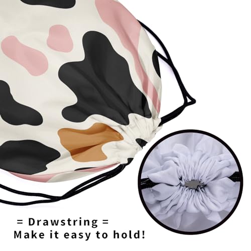 Image of Nerxy Cow Print Gymnastics Grip Bag - Animal Grips Bags Cowhide Drawstring Gym Bag for Gymnasts Wildlife Athlete Gym Pouch Bags Adjustable