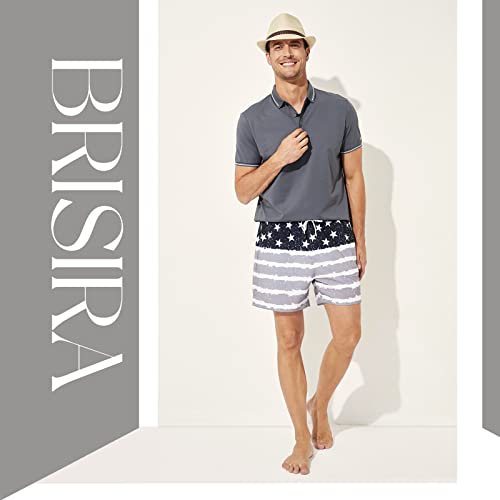 Image of BRISIRA Mens Swim Trunks Swim Shorts Quick Dry 5 inch Inseam Beach Shorts with Compression Liner and Zipper Pocket