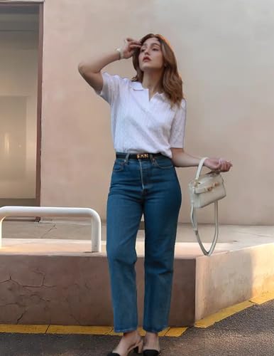 Image of Zeagoo Women Short Sleeve Sweater Pullover Polo Tops V Neck Knit Casual Soft Pullover Shirt