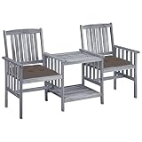 Xichuzi Sillas de jardín con mesita y Cojines, Sillas Terraza Exterior, Sillas Exterior, Muebles Jardin Exterior, Madera Maciza Acacia