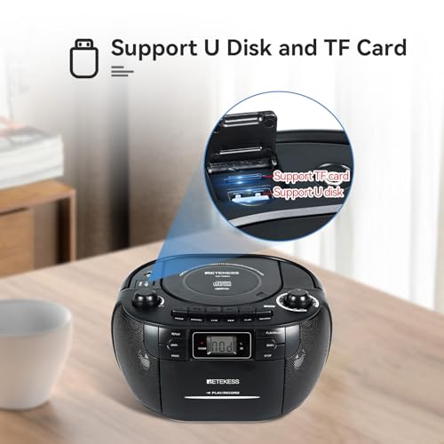 image for Retekess TR621 CD Player Boombox, Cassette Tape Player AM FM Radio, St