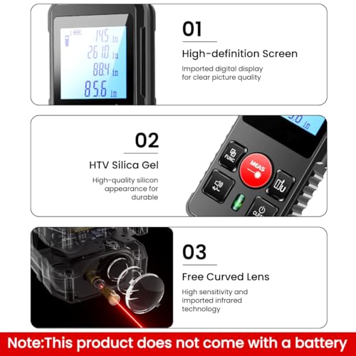 Image of Serplex 120m Laser Distance Measurer With Dual Bubble Level, LCD Backlit Display, ±3mm Accuracy, Memory Function, Area /Volume /Pythagorean Mode, IP54 Dustproof, For Construction (Battery Not Included)