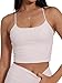 Danysu Sculpt Workout Tank Tops Women Longline Sports Bras Workout Tops for Women Light Support Strappy Padded Yoga Top Scoop Neck Rosewater M