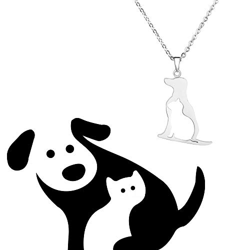 Kuiyai Dog Cat Necklace For Animals Lover Pets Necklace Personalized Gift (Silver) #TOP6