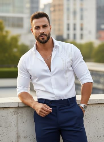 Image of IndoPrimo Men's Stylish Satin Shirt for Party, Formal, Daily and Casual Wear Full Sleeve Shirt for Men