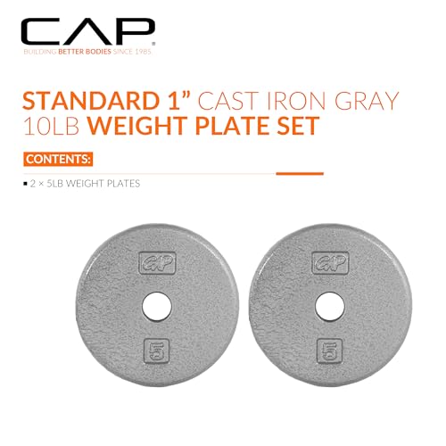 Image of CAP Barbell Standard 1-Inch Cast Iron Weight Plates - Singles & Sets | 1.25-50 lbs | Multiple Options