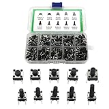GIONAR 100PCS Bouton Poussoir Kit, Boutons poussoirs tactiles Micro, 6×6×4.3mm / 5mm / 6mm / 7mm / 8mm / 9mm / 10mm / 11mm / 12mm/13mm, 10 Valeurs Micro Interrupteur pour Produits électroniques