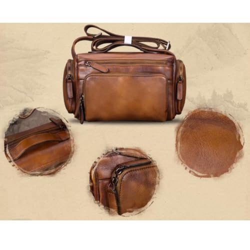 Genuine Leather Shoulder Bags Mens Messenger Bags Crossbody Bags Waist Packs Travel Bags Casual Daypacks 11Inch(Blue)3