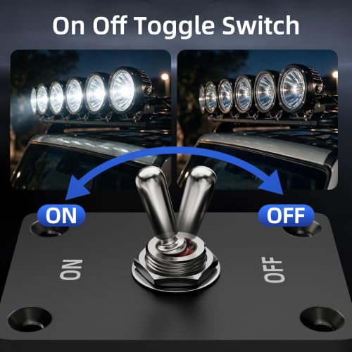 Image of RVBOATPAT Waterproof Toggle Switch 12V DC 30A Heavy Duty Pre-Wired SPST ON Off Toggle Switch with Mounting Panel for Car Marine Boat Automotive