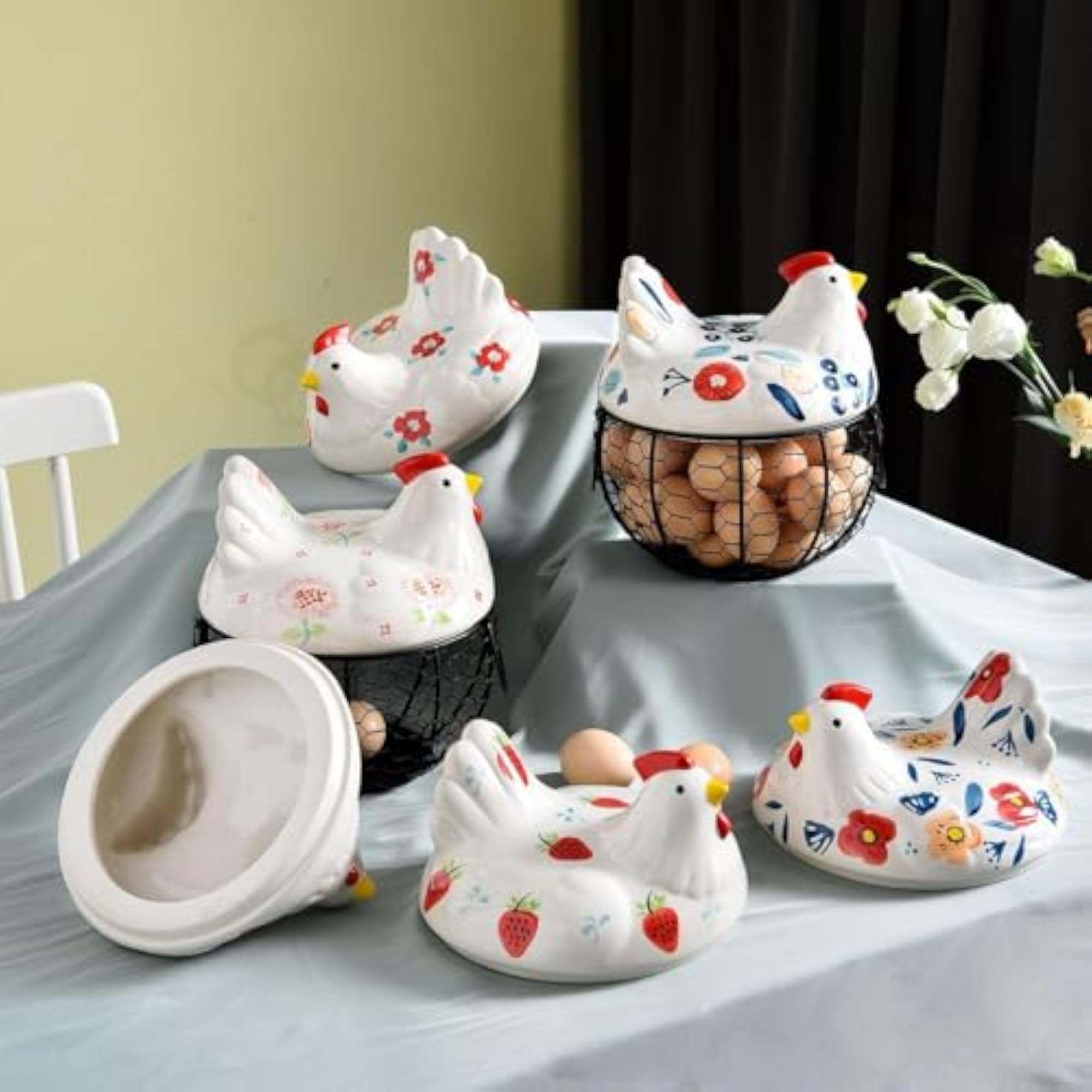 Chicken Egg Basket Metal Egg Storage Container for Fruit Farmhouse
