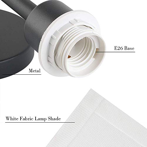 Yosoan Modern Indoor Bedside Night Wall Lamp Fixture, Vintage Industrial Semi Circular Short Pole With Square Fabric Shade For Reading Bedroom Living Room Dinning Room Hotel(Black) #TOP4