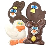 Needzo Solid Milk Chocolate Flavored Easter Bunnies, Individually Boxed Candies, Basket Stuffer Treats (Bunnies and Chicks, 4 Pack)