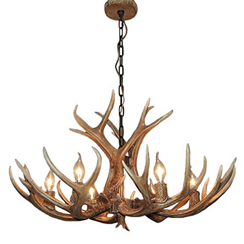 Lustre en bois de cerf plafonnier rétro pour salle à manger créative