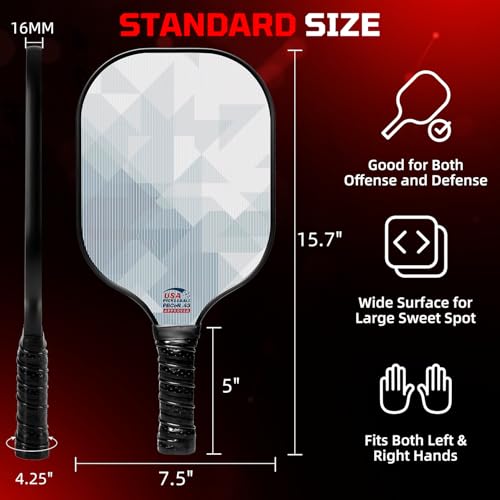 Image of BAGAIL Pickleball Paddles, USAPA Approved Fiberglass Surface Pickleball Set, Lightweight Pickle Ball Rackets with 4 Balls, 1 Bag, Designed in California for Traction and Stability