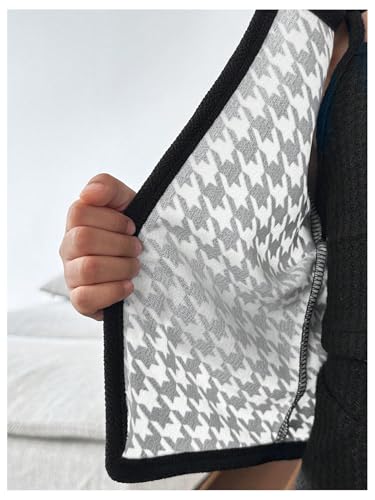 Floerns Toddler Girl's Houndstooth Print Outerwear Long Sleeve Open Front Cardigan Jacket4