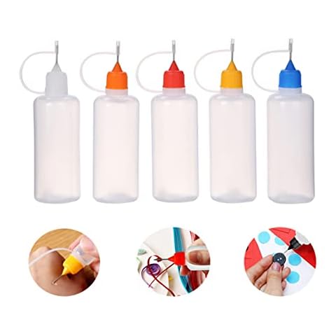 3ml Empty Glue Bottle, Plastic Applicator Bottles with Needle Tip Caps for Glue, Liquid, Oil, DIY Craft, Acrylic Painting (Multicolor - 5pcs) Cover