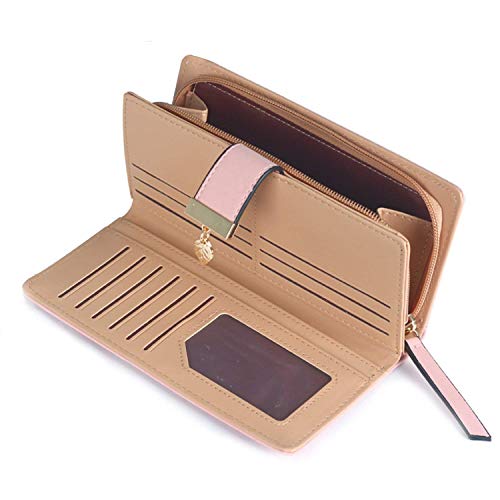 Handcrafted Women's Rose Gold Vegan Leather Leaf Bi-fold Card Coin Holder Long Wallet4