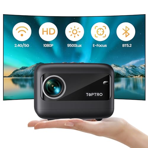 TOPTRO TR25 Mini Projector: 5G WiFi, Bluetooth 5.2, 1080P HD, Electric Keystone Correction - Perfect for iOS/Android/PS5