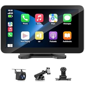 Pantalla inalámbrica Apple Carplay para coche, pantalla táctil HD de 7 pulgadas con Apple Carplay y Android Auto, cámara de respaldo, navegación GPS/enlace de espejo/control de voz/BT/FM