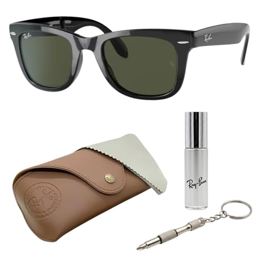 Image of Ray-Ban RB4105 WAYFARER FOLDING CLASSIC Square Shape Sunglasses for Men with Official Eyewear Kit