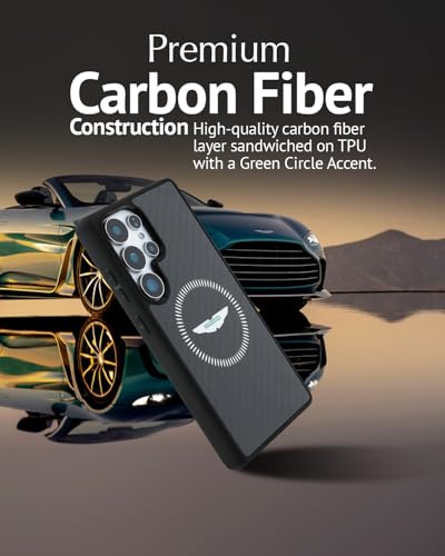 Image of CG MOBILE Aston Martin [Official Licensed], HC Magnetic Real Carbon Fiber Case with Magnetic System Counter Design Protective Case /Cover Designed for Galaxy S25 Ultra - Black