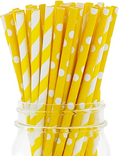 Party On Tap Yellow Straws - 50 Pack Of Lemonade Stand Supplies Or Lemonade Party Decorations - Yellow And White Straws Party On Tap Yellow Straws - 50 Pack Of Lemonade Stand Supplies Or Lemonade Party Decorations - Yellow And White Straws