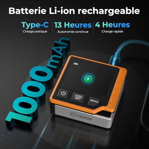 Télémètre laser 80m CIGMAN CD80 avec mètre ruban numérique et batterie USB-C