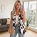 Suhoaziia Women Sleeveless Vest Tops One Button Vintage Work Office Blazer V Neck Outerwear Waistcoat Open Front Business Dress Suits Plus Size 2025 Fall Fashion Outfits, Brown Cow Print