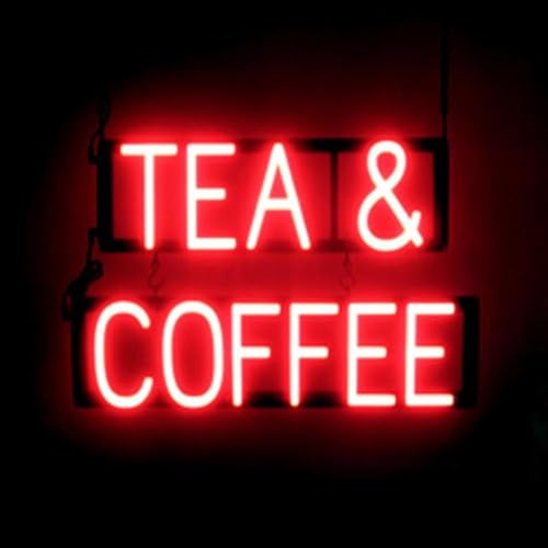 Image of SpellBrite LED Neon TEA & COFFEE Sign for Business - Red, 23 inch x 15 inch | Ultra-Bright Click-Together Signage for Cafes, with Visibility from 500 Feet - 8 Animations, 6 Brightness Settings
