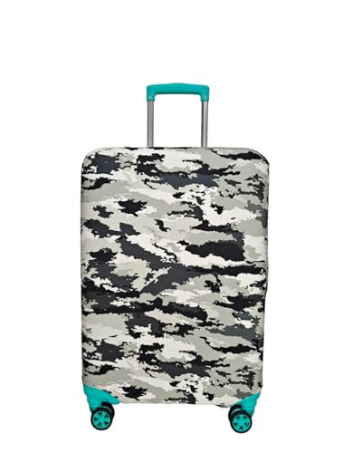 Image of Printed Polyester Suitcase Cover Stretchable Luggage Protector Trolley Bag Cover Travel Accessory (Fougi Black White-M)