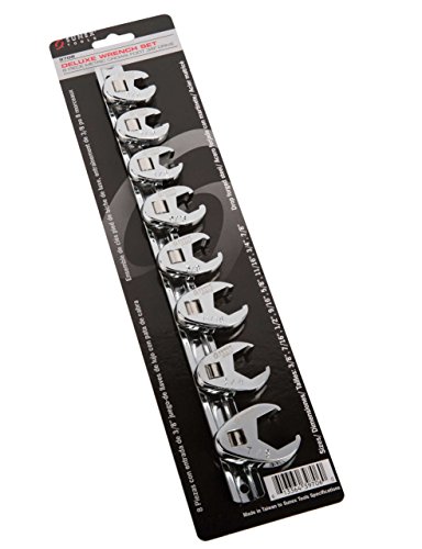 Sunex 9708 3/8-Inch Drive Fractional Crowfoot Flare Nut Wrench Set, 3/8-Inch - 7/8-Inch, Fully Polished, 8-Piece #TOP6