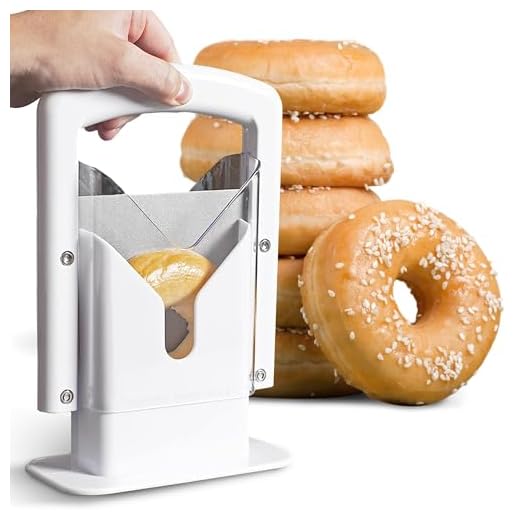 Cheer Collection Guillotine Style Bagel Slicer with Safety Shield - Sharp Serrated Stainless Steel Blade for Cutting Bagels - Fits Bagels up to 2" Thick and 4.5" Diameter