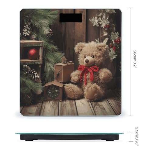 Báscula de baño digital con pantalla LCD y diseño con oso miniatura 2