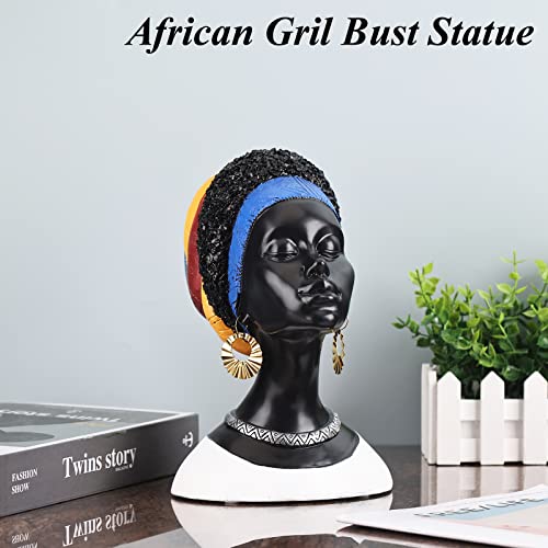 African Statue And Sculptures, African American Bust Statue For Home Decorations, Black African Girl Art Figurines, African Bust, Home Decor Accent, Suitable For Living Room, Office, Desktop Decor #TOP3