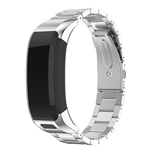 ANCOOL Compatible with Vivosmart HR Band,Stainless Steel Replacement Metal Straps Unique Bracelet Wristband for Vivosmart HR (NOT for Vivosmart HR+) -Silver