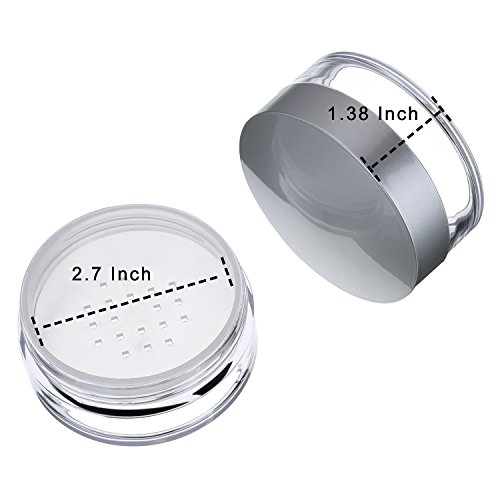 Hotop 3 Pieces 50 Ml Plastic Empty Powder Case Face Powder Makeup Jar Travel Kit Blusher Cosmetic Makeup Containers With Sifter And Lids (Silver Without Powder Puff) #TOP2
