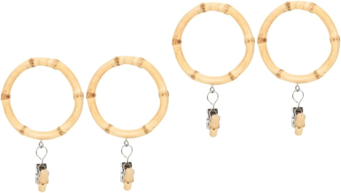 4pcs Bamboo Curtain Ring Clips Non-Slip Design for Easy Installation and Secure Hanging of Shower Curtains and Drapes Natural Aesthetic for Home