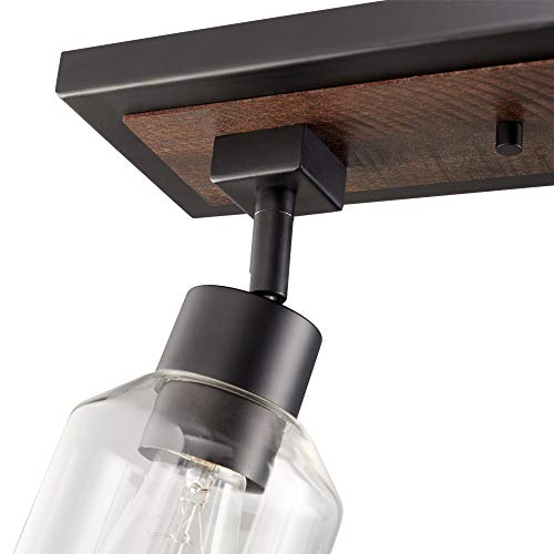 Globe Electric 59798 25" 3-Light Track Lighting, Faux Wood Finish, Matte Black Accents, Clear Glass Shades, Track Ceiling Light, Track Lighting Kit, Vintage, Ceiling Light Fixture, Home Improvement #TOP3