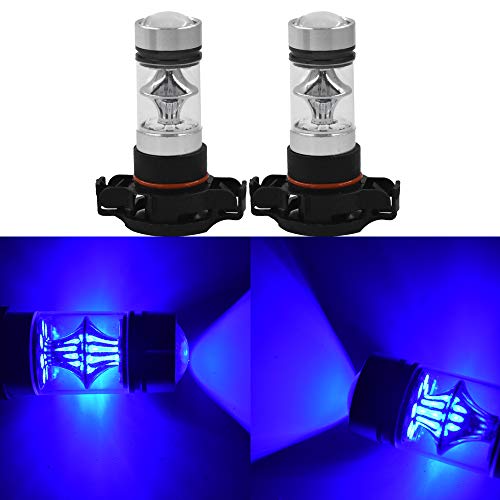 Set of 2 2504 PSX24W 100W Chip LED Fog Light Lamp Bulbs DRL Driving Lights 10000K Deep Blue High Power LED Bulbs Car Vehicle Lighting Accessories