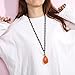 LARVOVUE Long Wooden Beaded Necklace for Women Handmade Vintage Pendant Necklace (Teardrop shape)