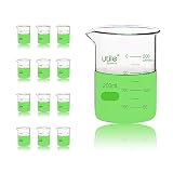 Utile 12pcs of 6.8oz(200ml) Low Form Glass Beakers, Borosilicate 3.3 Glass with Double Scale Printed